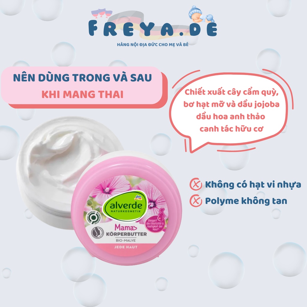 Kem dưỡng thể và dầu dưỡng da hữu cơ cho mẹ bầu Alverde Đức - an toàn, dịu nhẹ, thấm nhanh, hỗ trợ trị rạn