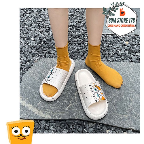 Dép cao su đúc nam nữ kiểu dáng hoạt hình chú bé bọt biển cute, Dép nữ quai ngang họa tiết hoạt hình mềm nhẹ êm chân