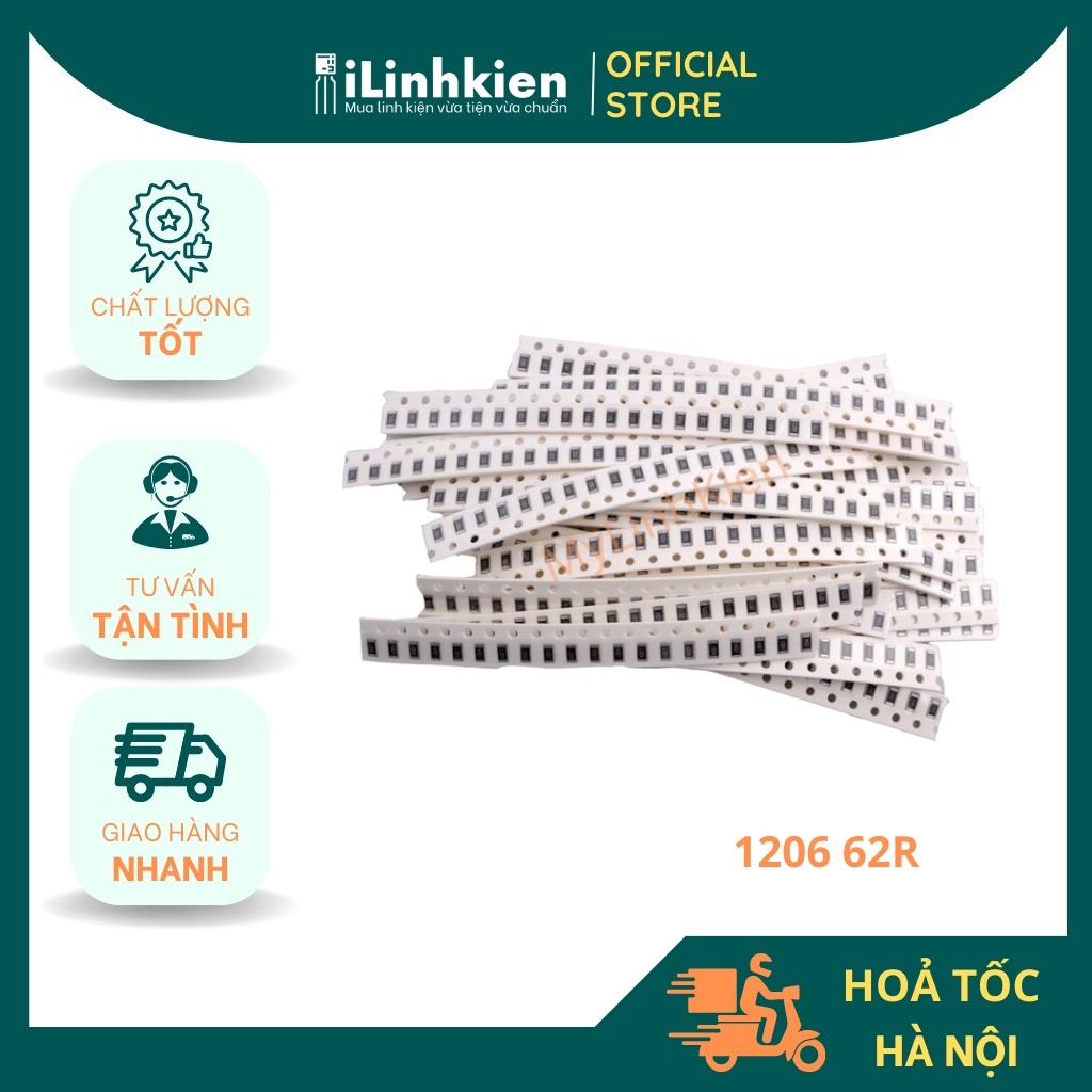 Điện trở dán 1206 62R dây 50c chất lượng cao