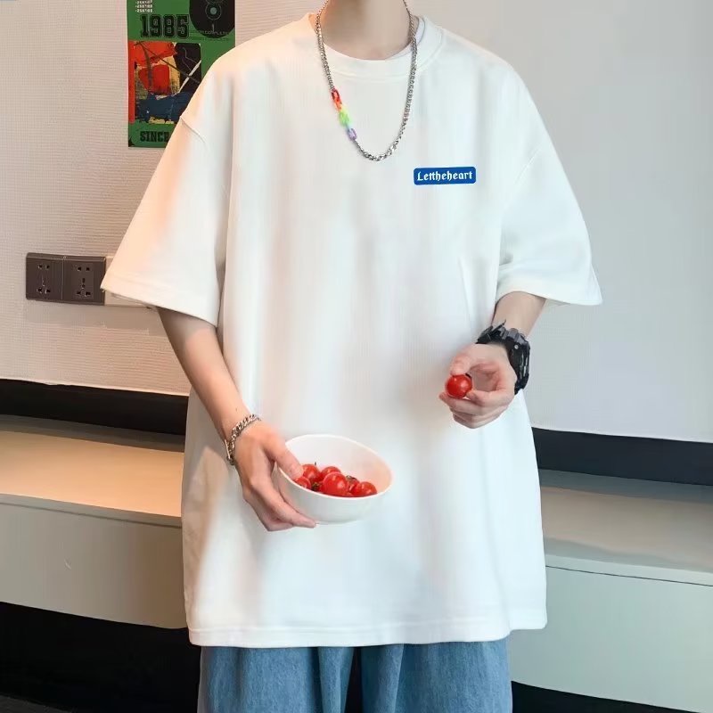 Áo Thun Tay Ngắn Cổ Tròn Dáng Rộng In Chữ Thời Trang Mùa Hè 2323 Cho Nam