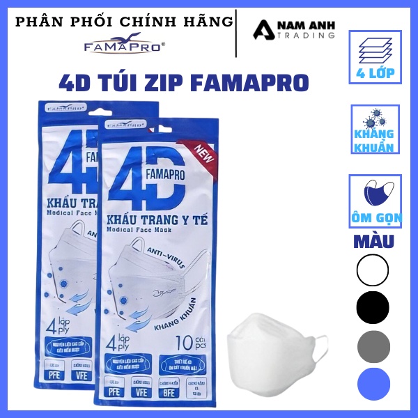 Khẩu trang 4D KF94 Famapro Kháng Khuẩn 3 Lớp