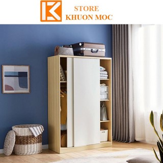 Tủ ảo cửa lùa mini 2 cánh , Tủ quần áo cánh trượt gỗ công nghiệp cho căn hộ mini KM234.9