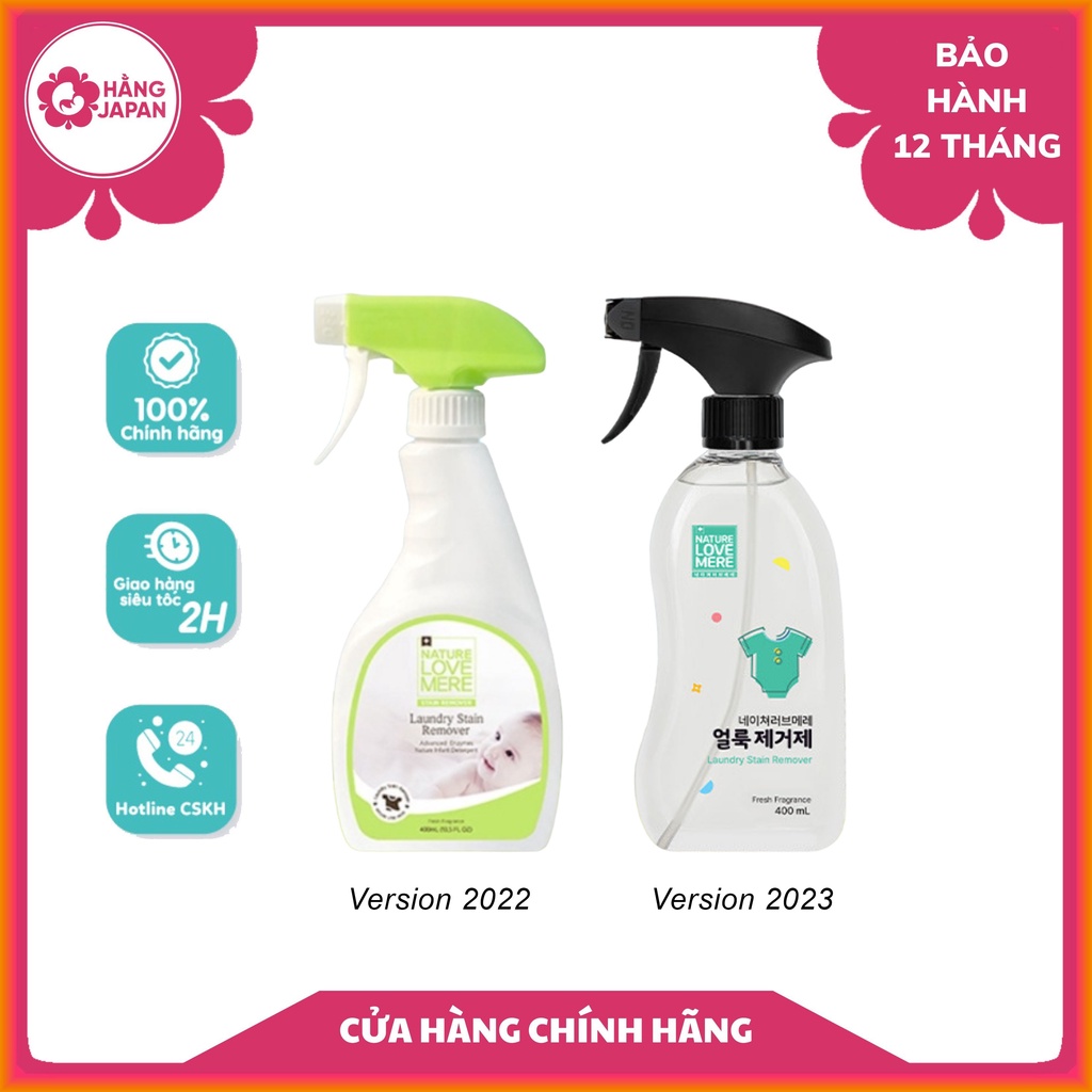 Chai xịt tẩy vết ố đồ ăn, sữa trên quần áo trẻ em Nature Love Mere 400ml
