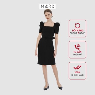 Đầm nữ MARC FASHION form bút chì cổ vuông tay xếp ly FARH014021