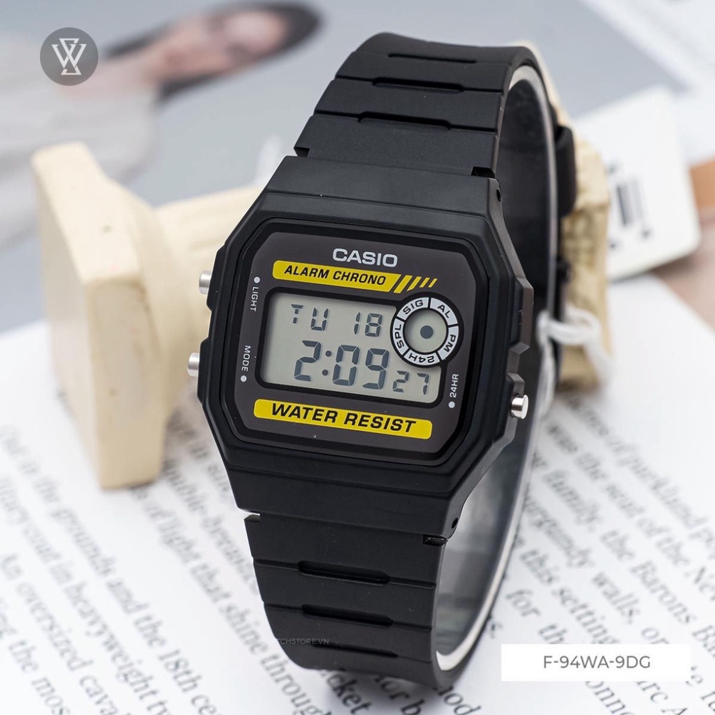 Đồng hồ điện tử Casio màn hình led kiểu dáng thể thao chính hãng,đồng hồ dây cao su F94w bản huyền thoại chống nước tốt