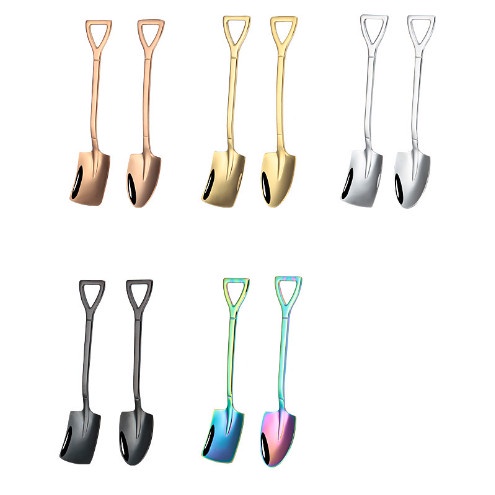 Muỗng Thìa Hình Xẻng Cán Dài Bằng Inox Cao Cấp Nhiều Màu