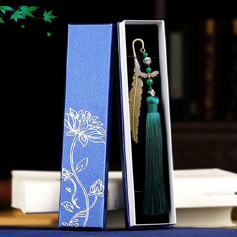 (FULL HỘP) Bookmark đánh đấu trang hình lá phong cách cổ trang sang trọng