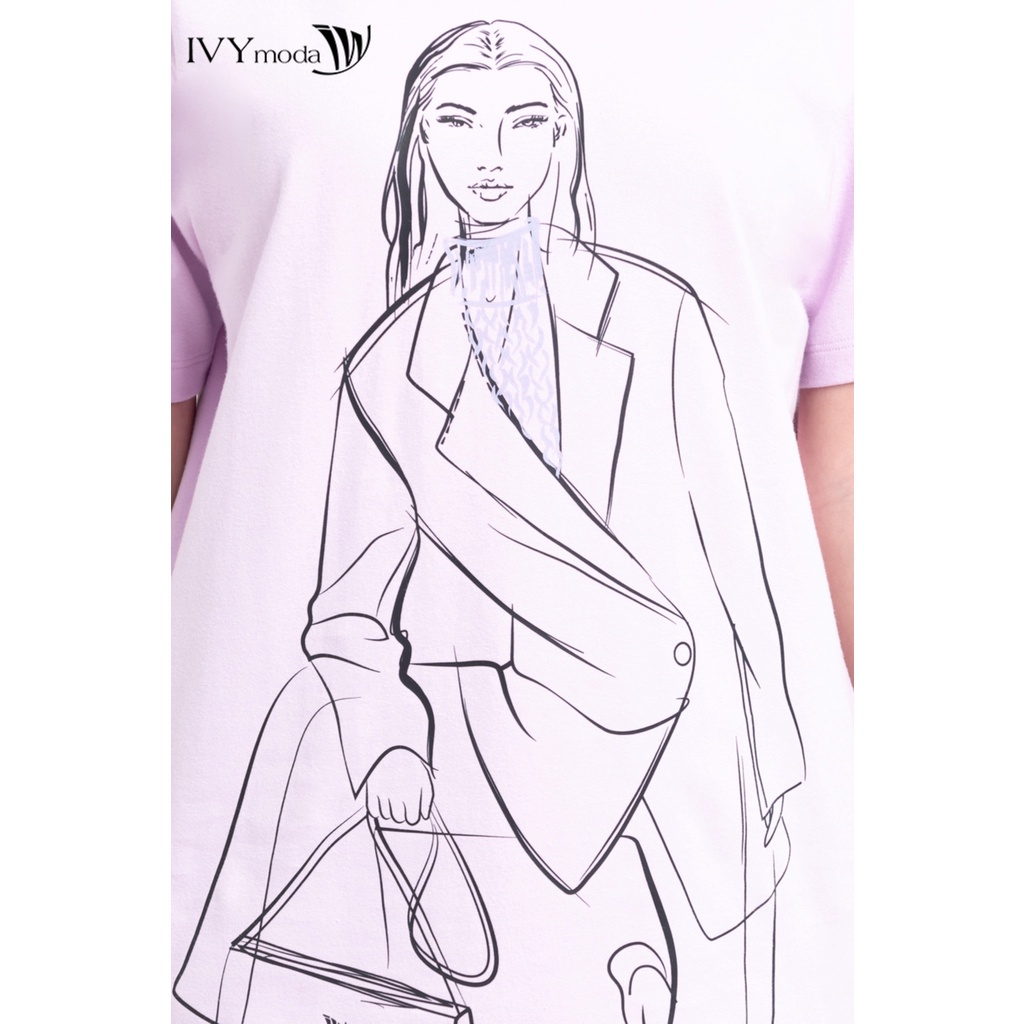 Áo thun nữ in họa tiết vẽ IVY moda MS 57M8086
