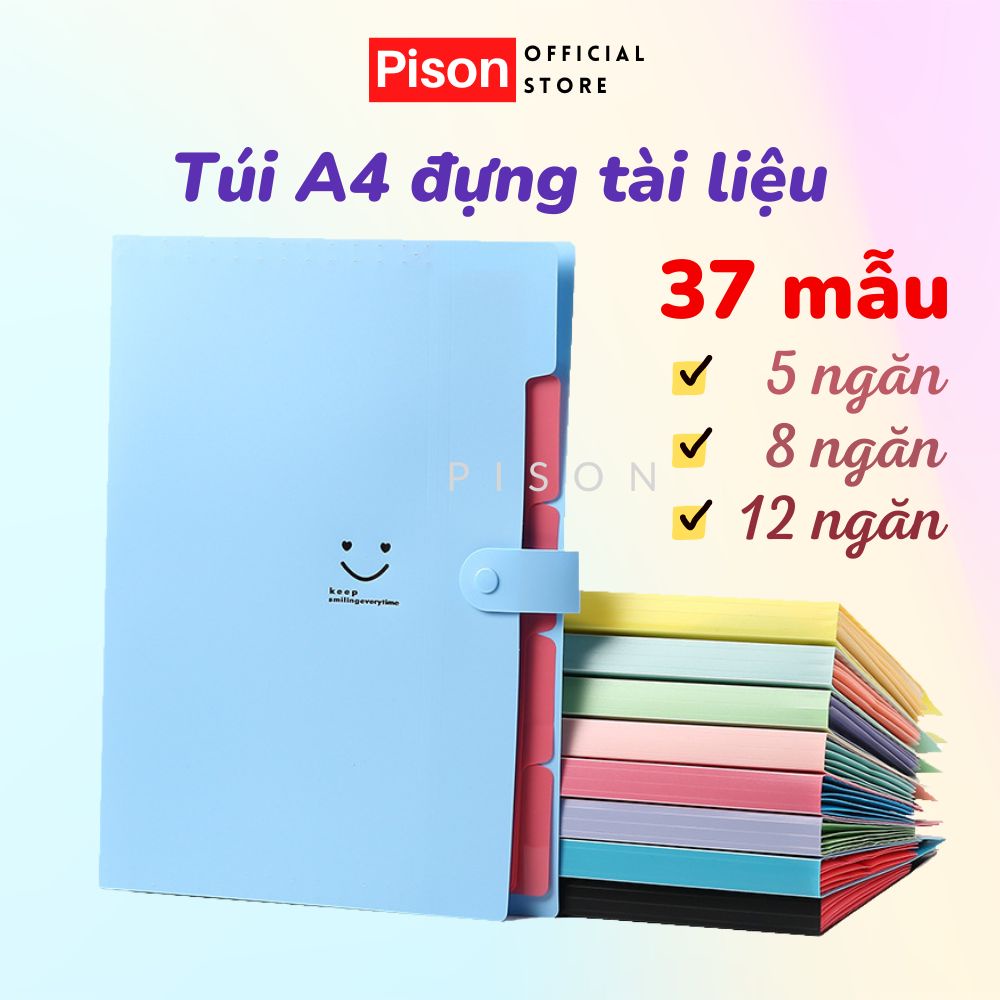 [HÀNG MÓP THANH LÝ] Túi đựng tài liệu nhiều ngăn A4 Pison kẹp tài liệu giấy A4, file đựng tài liệu 5 ngăn bìa hồ sơ