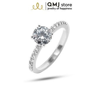 [Mã SKAMCLU8 giảm 10% cho đơn từ 100K] Nhẫn bạc QMJ Cầu hôn nạm đá sáng - Q001