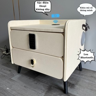 Tủ đầu giường, táp đầu giường thông minh có sặc điện thoại , đèn led 3 tủ đầu giường khóa mã số loa bluetooth