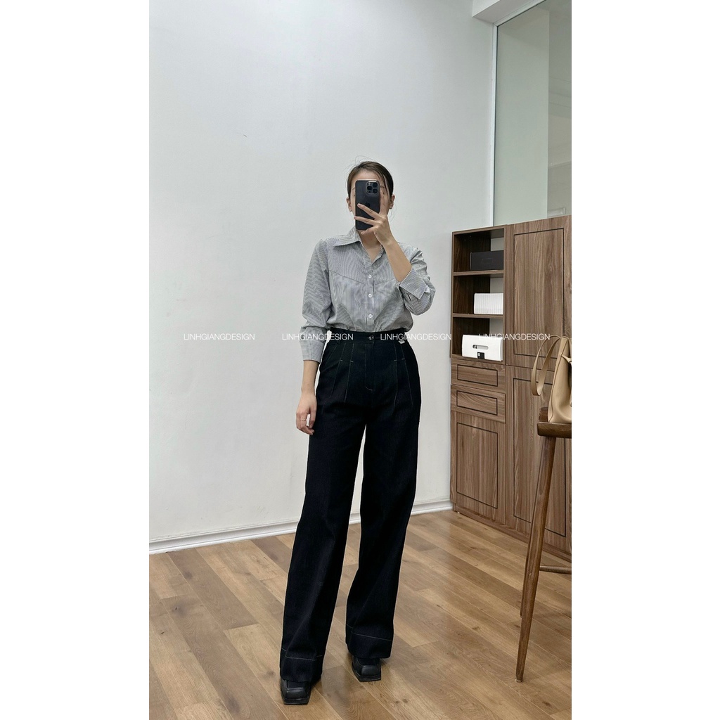 Áo SM dáng suông sọc thời trang thiết kế nữ cao cấp