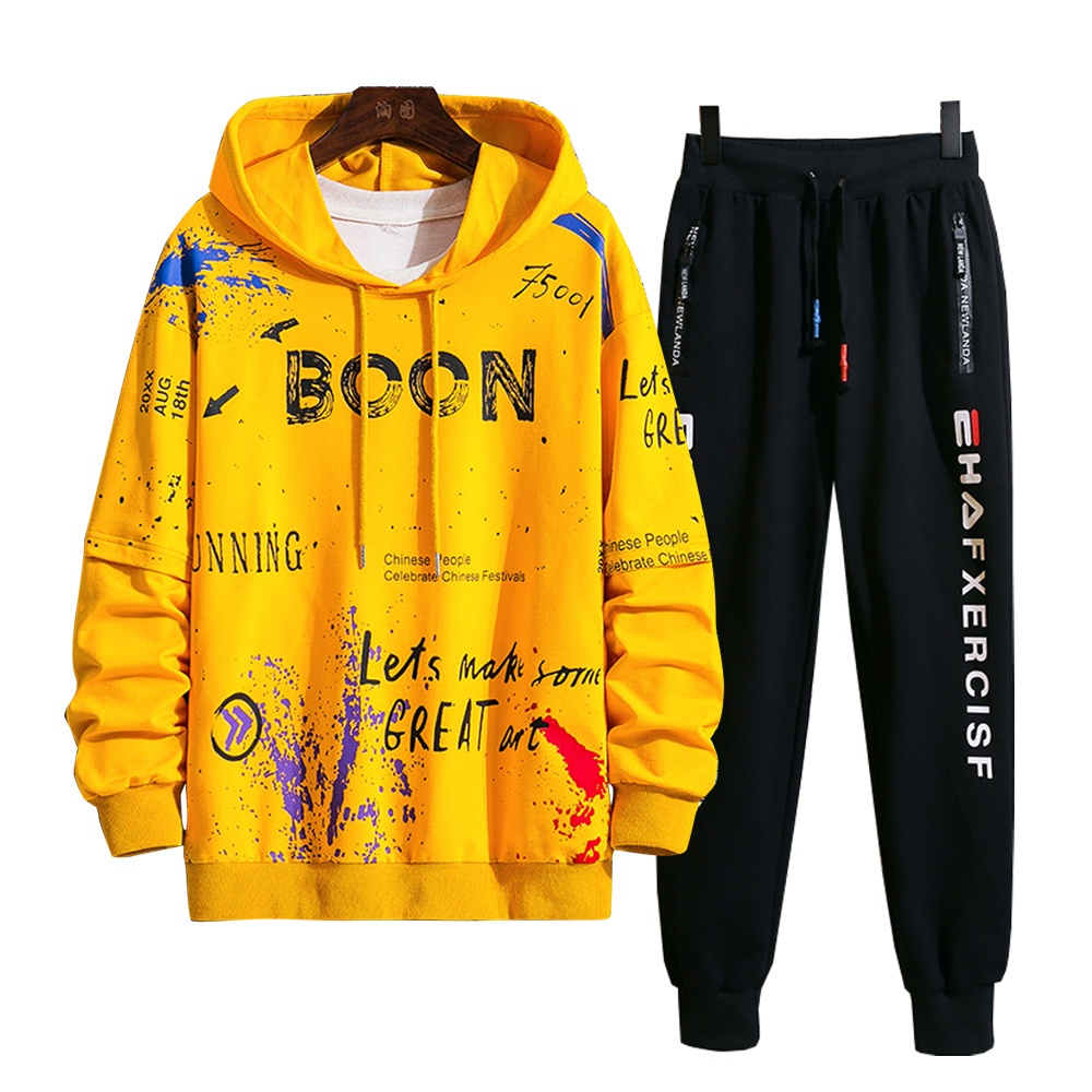 Đồ bộ nam STYLE MARVEN áo hoodies nỉ dài tay chũ BOON và quần jogger thể thao - TOP 192 + JG 75