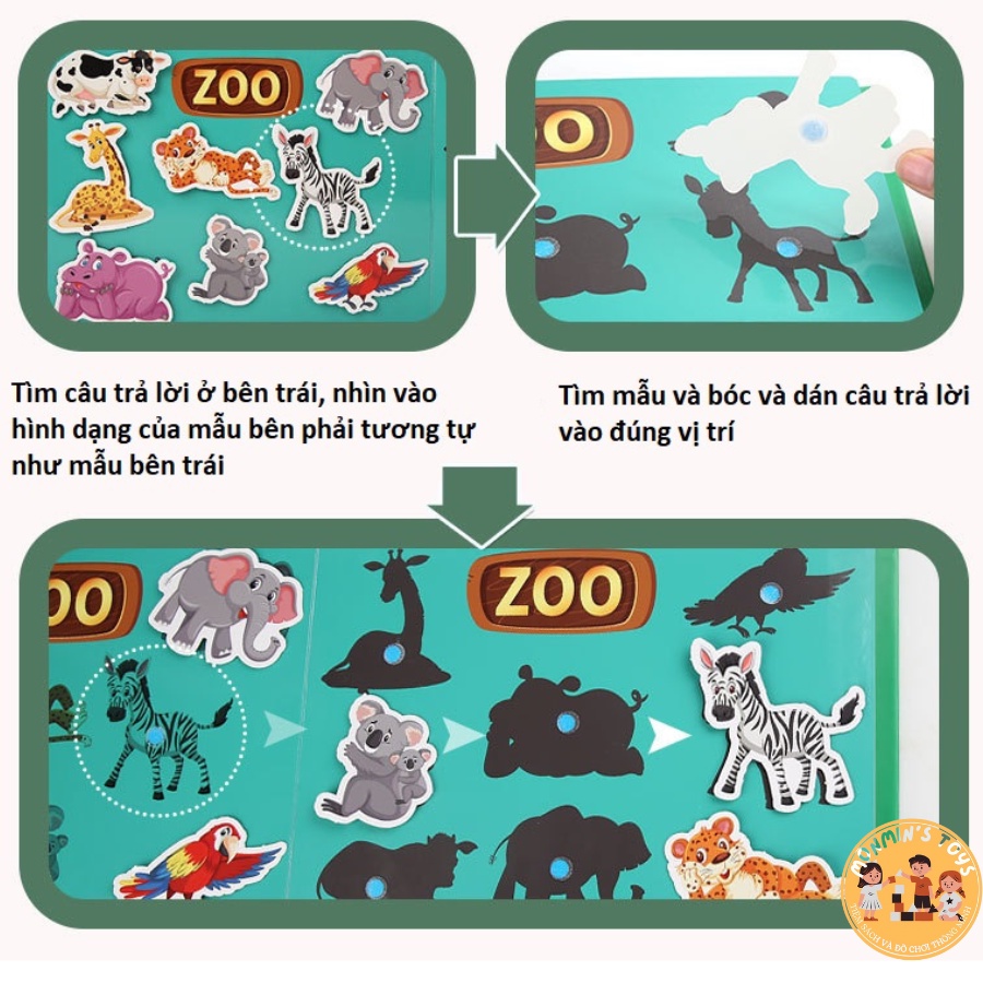 Sách Bóc Dán Thông Minh Nhiều Chủ Đề Cho Bé_Sách Dán Hình Cho Bé_Học Liệu Montessori