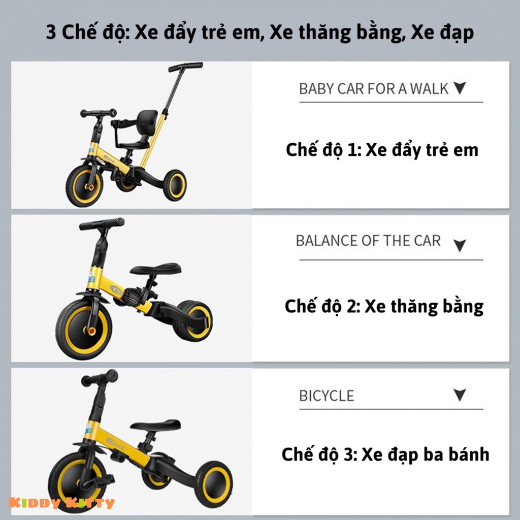 Xe đạp đa năng 5 trong 1 cho bé 1-6 tuổi kết hợp xe đạp 3 bánh, xe đẩy cho bé và xe chòi chân thăng bằng - MK23011