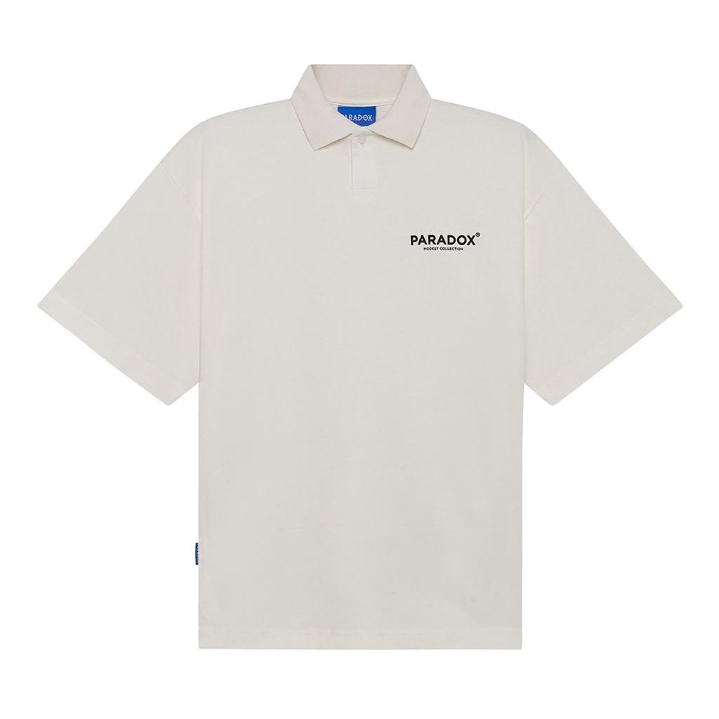 Áo thun có cổ Paradox tay lỡ BASIC LOGO POLO - Kem