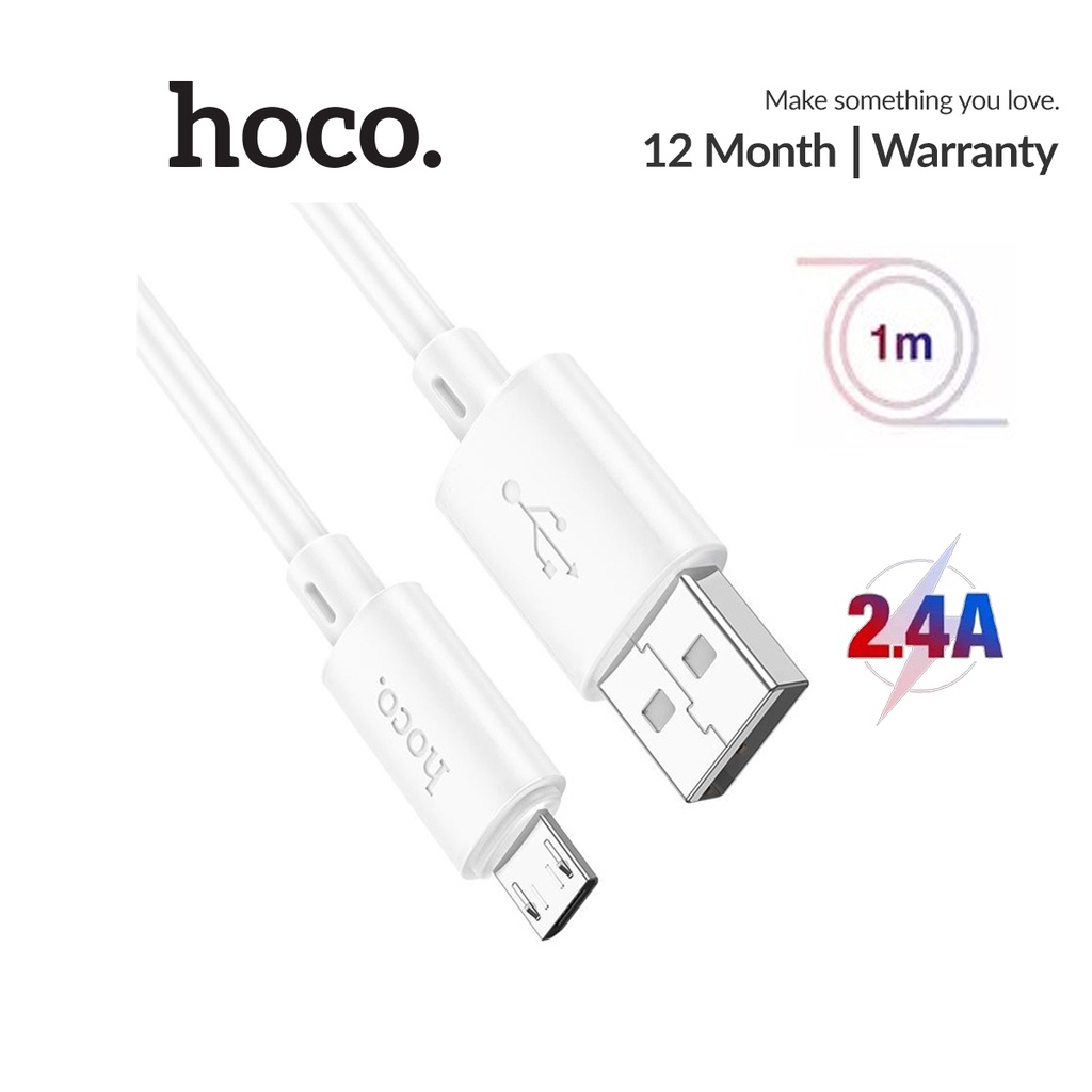 Cáp sạc 2.4A Hoco X88 Micro dây PVC siêu bền chống gãy dài 1M cho Android