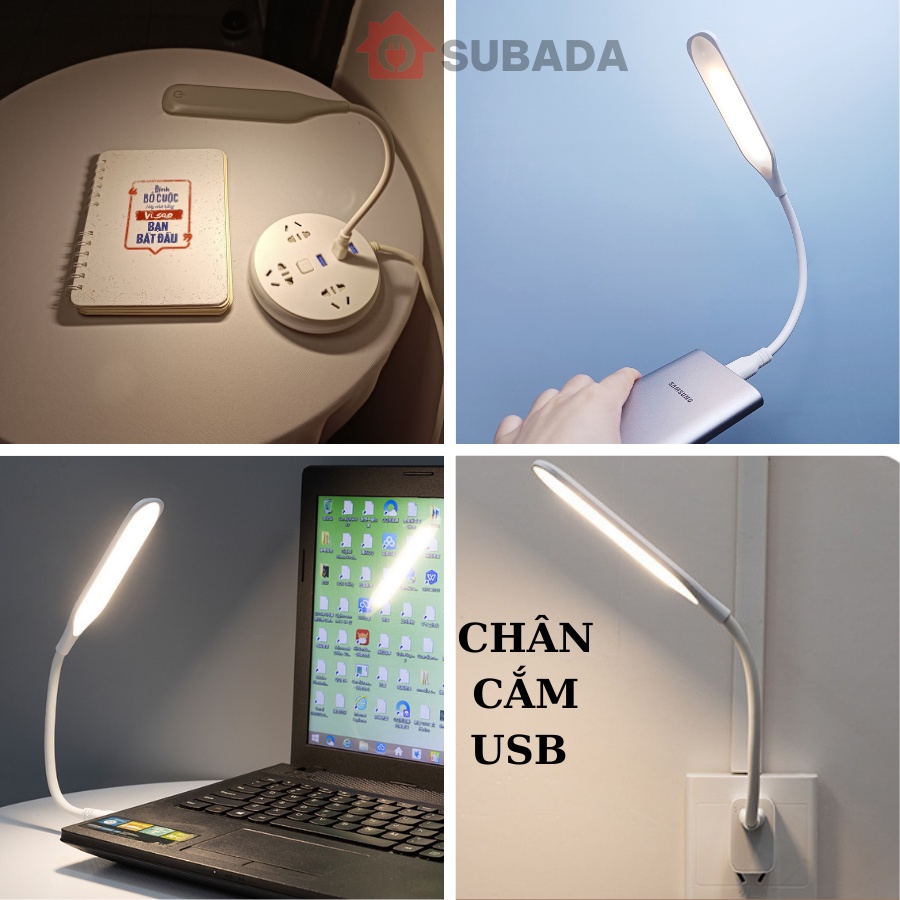 Đèn led usb bảo vệ mắt để bàn học làm việc SuBaDa 3 chế độ màu chống cận tăng giảm sáng kiêm đèn ngủ tiện lợi DU02 | BigBuy360 - bigbuy360.vn