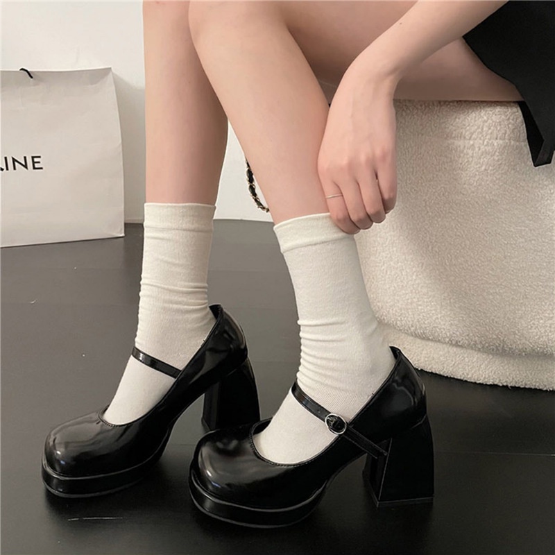Giày Cao Gót Đế Dày Chống Thấm Nước Phong Cách Nhật Bản Cho Nữ