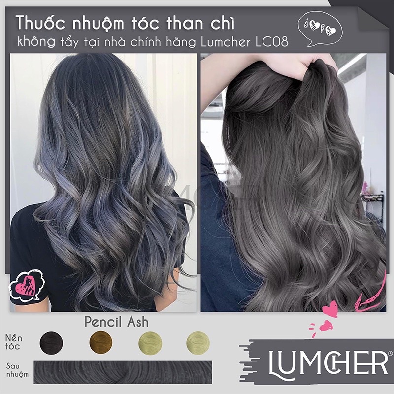 Thuốc nhuộm tóc Than Chì không tẩy tại nhà chính hãng Lumcher LC08