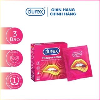 Hộp 3 cái bao cao su Durex Pleasuremax hạt nổi 56mm