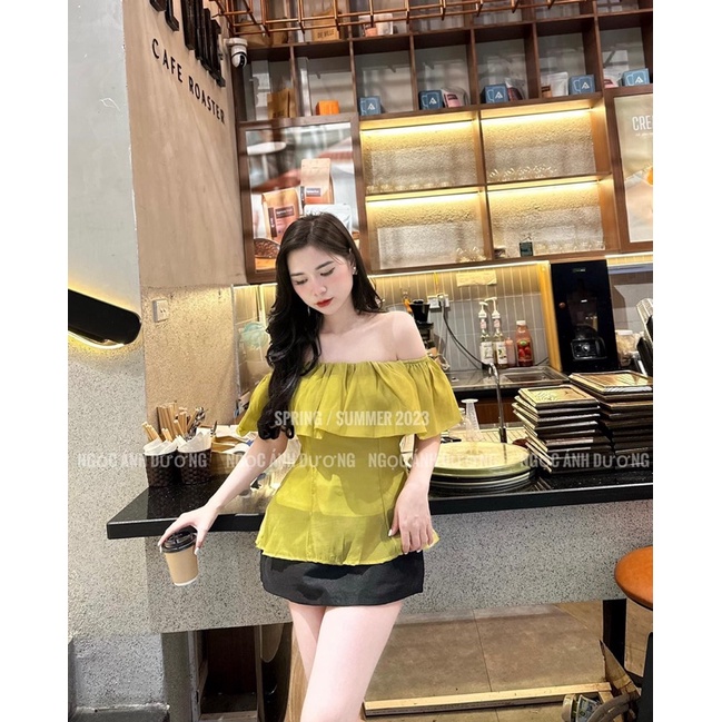 áo sơmi trễ vai tơ