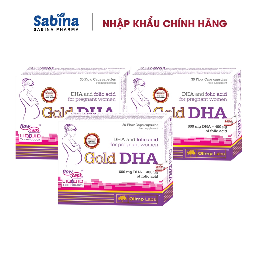 3 hộp Gold DHA (Olimp Labs)- Bổ sung DHA và axit folic cho mẹ bầu 25,35g