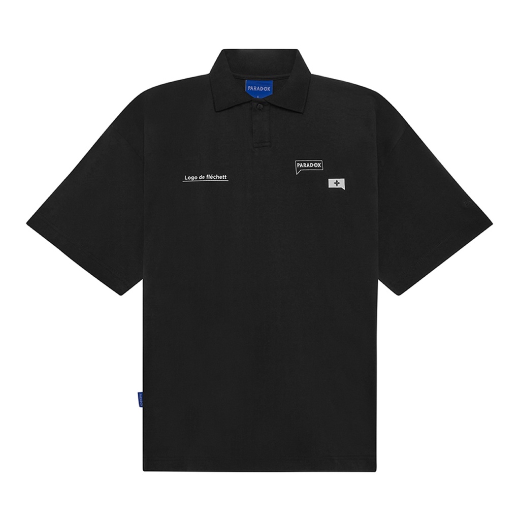 Áo thun có cổ Paradox tay lỡ MINI LOGO POLO - Đen