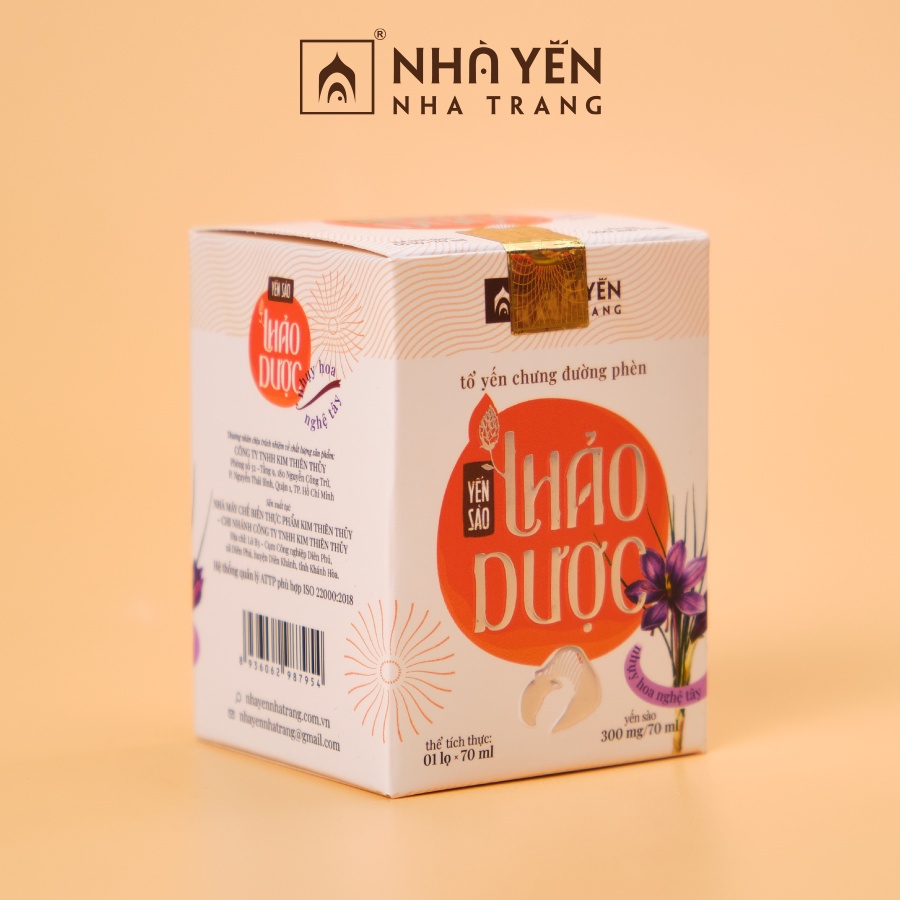 Nước yến chưng đường phèn Nhụy hoa nghệ tây - Nhà Yến Nha Trang - Hộp 1 lọ - Yến chưng sẵn - Tổ yến chưng đường phèn