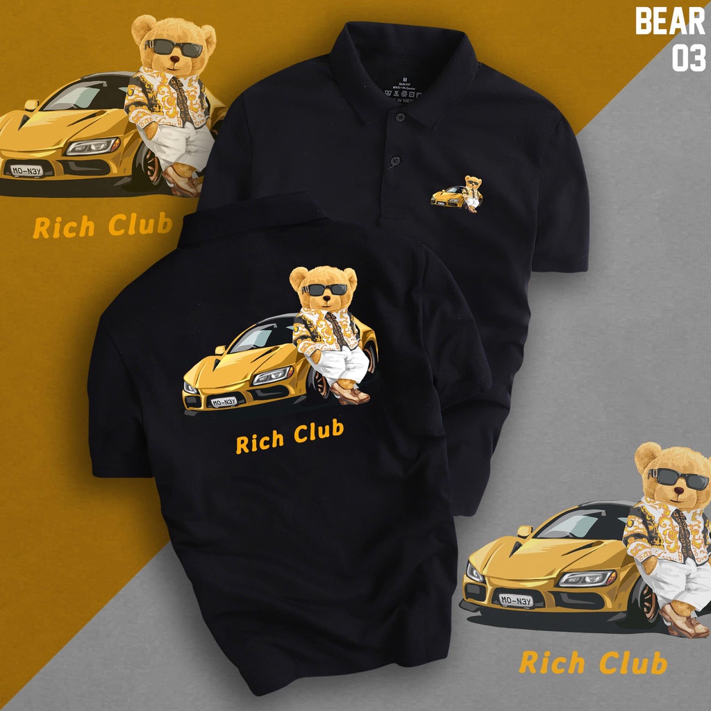 (aothunsn) Áo thun cổ trụ cổ bâu polo RICH CLUB(VẢI DA CÁ)