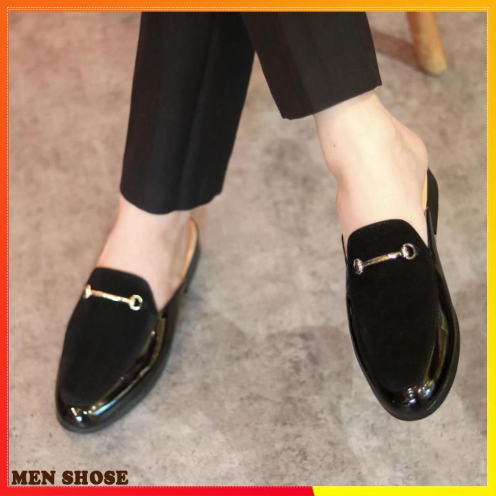 Giày sục nam da bóng ⭐sục nam kết hơp da lộn ⭐ sục nam giá rẻ khuyên vàng ⭐
