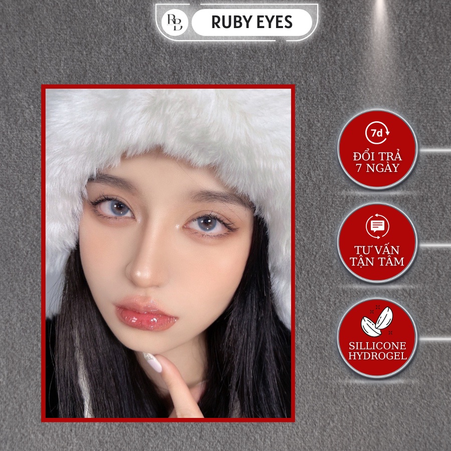 Kính Áp Tròng Xanh Dương Douyin Size S 14.2mm, Lens Mắt Hàn Quốc Ruby Eyes HSD 6 Tháng, Bảo Hành 7 Ngày