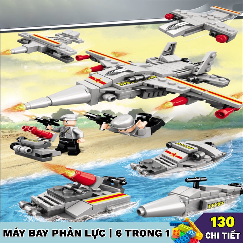 Bộ đồ chơi lego cảnh sát lắp ráp xe cảnh sát, xe tăng, lego máy bay, xe cứu thương 122 - 150 chi tiết
