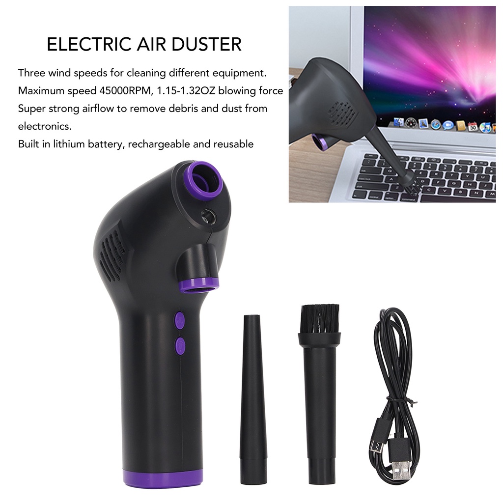 Electric Air Duster 45000RPM Powerful Dust Blower Keyboard Cleaner Rechargeable Portable