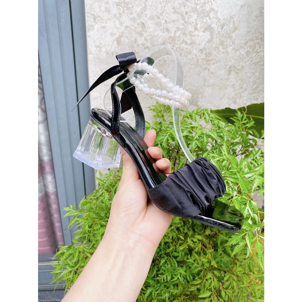 Giày cao gót nữ quai ngọc 5 phân TRẮNG