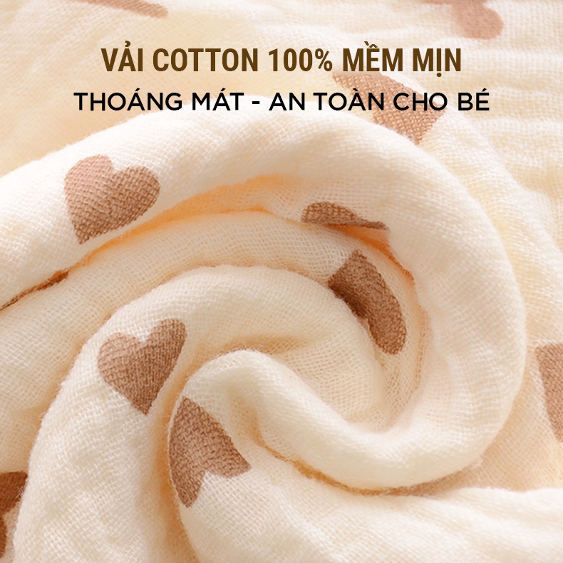 Khăn tắm cho bé loại to 100cm x 100cm vải xô muslin, dùng làm khăn quấn bé sơ sinh ra ngoài, chăn đắp mùa hè