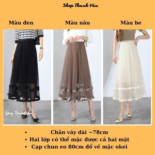 Chân váy xòe von hai lớp có thể mặc được hai mặt, chân váy dài ~78cm lên dáng dịu dàng dễ thương