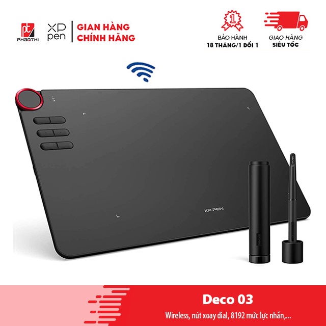 Bảng Vẽ Điện Tử XP-Pen Deco 03 10x6inch Wireless Lực Nhấn 8192 Nút Xoay Dial