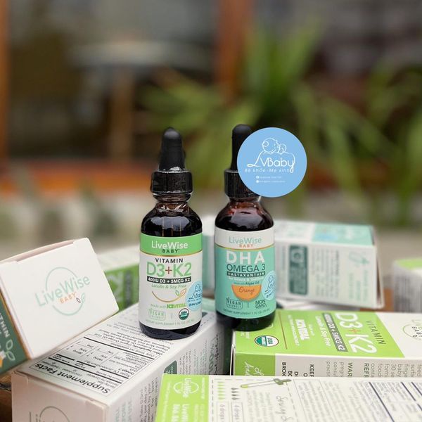 COMBO D3K2 + DHA LIVEWISE USA  CÓ NGUỒN GỐC ORGANIC, THUẦN CHAY