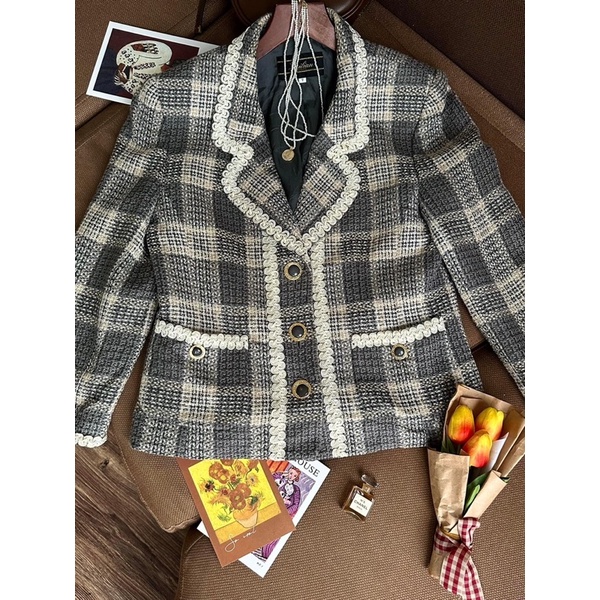 Áo khoác tweed Nhật vintage