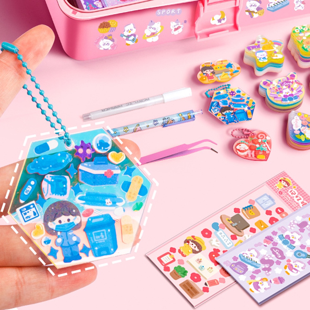 Set Mặt Dây Chuyền Thẻ Goo DIY Dễ Thương Trang Trí Thủ Công Cho Trẻ Em