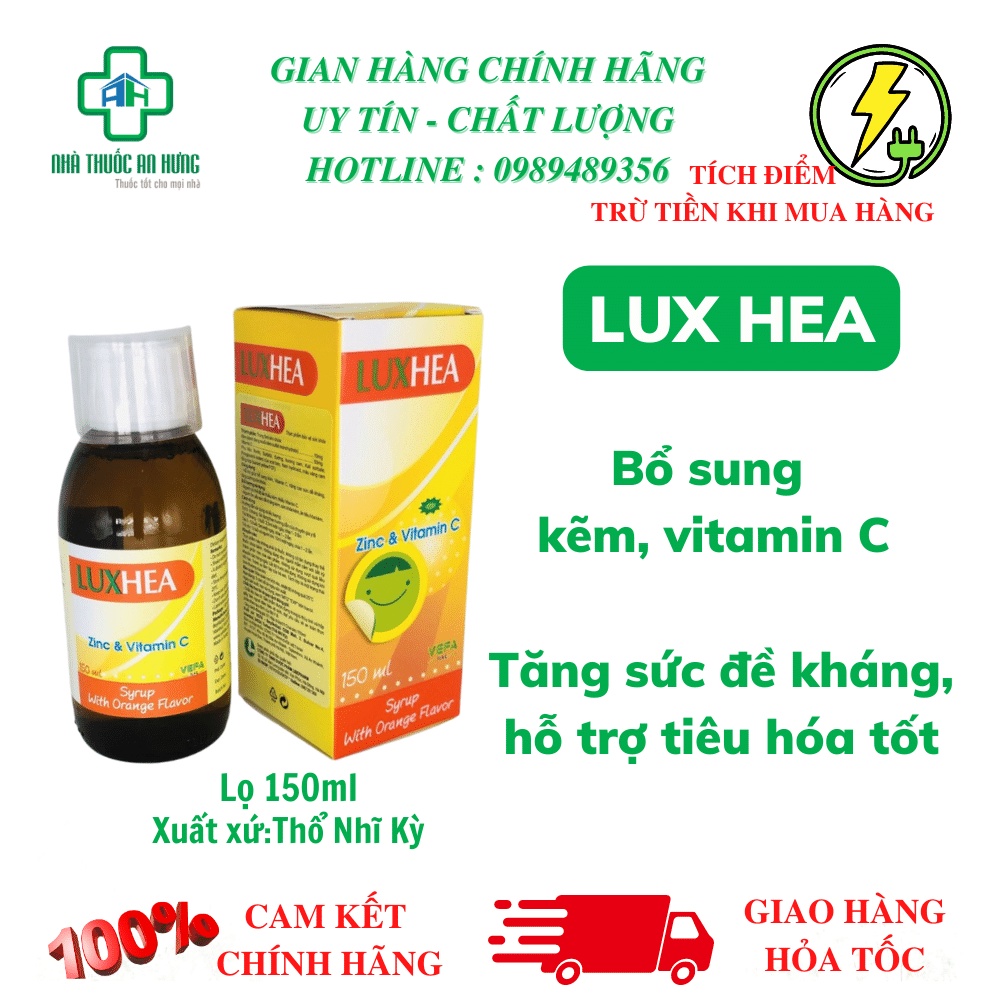Siro LuxHea Bổ Sung Kẽm và Vitamin C - Tăng Đề Kháng Cho Trẻ - Hàng Nhập Khẩu Thổ Nhĩ Kỳ-Chai 150ml