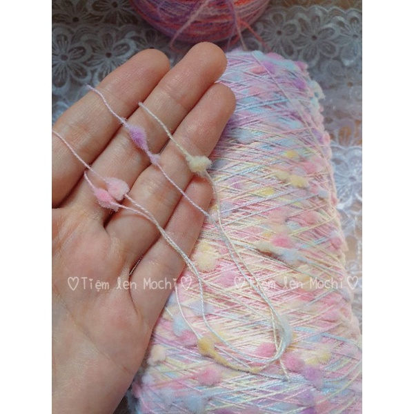 Sợi kiểu pompom dùng để mix kiểu dáng đẹp lạ màu kẹo