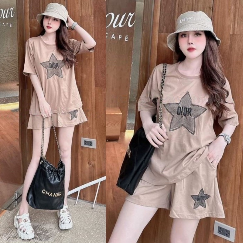 BỘ SHORT THUN COTTON MÙA HÈ ÁO THÊU KÈM ẢNH CHỤP THẬT