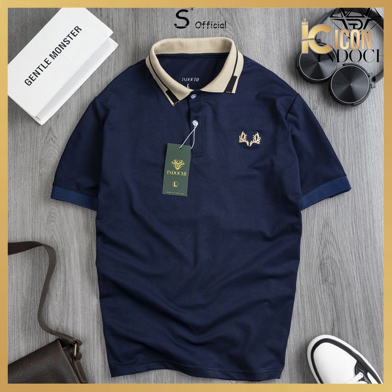Áo polo Cotton thêu sừng hươu, áo polo thoáng mát co dãn tốt AT11 - ICON