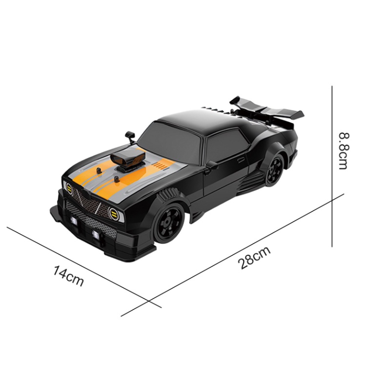 Xe điều khiển RC Drift từ xa Dodge Challenger Đen 1/16 4WD  - đồ chơi tốc độ cao, xe tạo khói