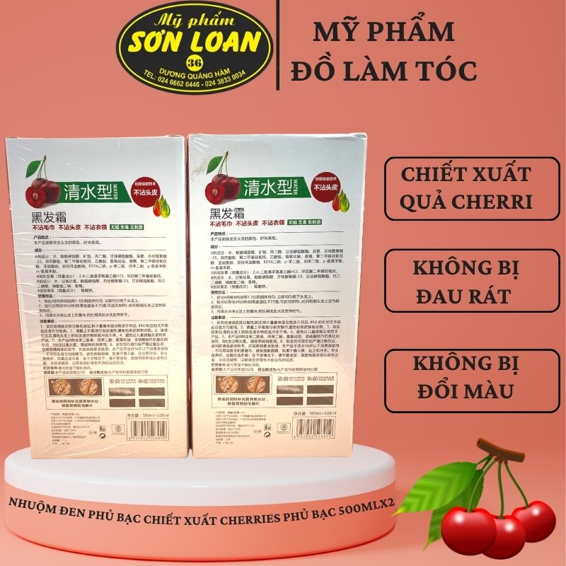 Nhuộm tóc Cherries phủ bạc không bám đen da đầu và bền màu 500mlx2