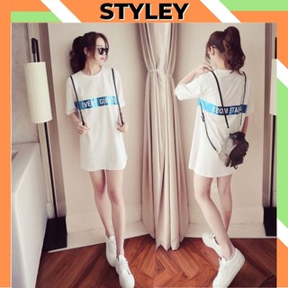 Áo thun nữ form rộng in chữ cá tính và phong cách, Áo phông nữ tay lỡ dáng dài giấu quần siêu đẹp STYLEY T007