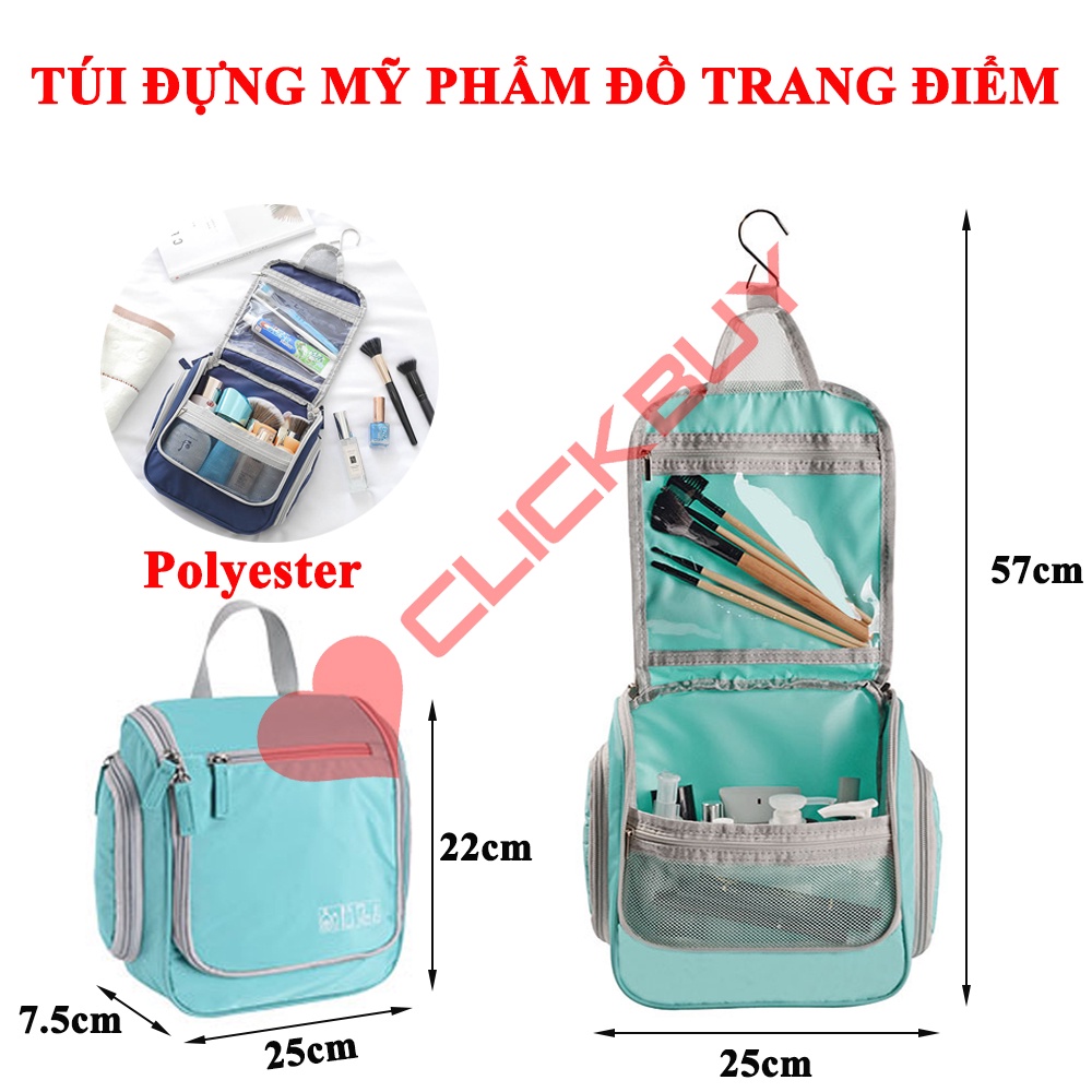 Túi Du Lịch Đựng Mỹ Phẩm Đồ Trang Điểm Cá Nhân Kiểu Dáng Năng Động, Trẻ Trung Có Móc Treo Tiện Lợi