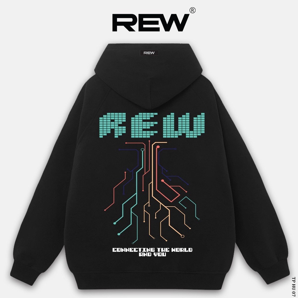 Áo hoodie REW local brand form rộng Unisex dành cho cả nam và nữ mẫu REW Connect HD07